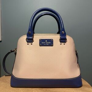 KATE SPADE Wellesley Rachelle Satchel Blue and Cream Crossbody